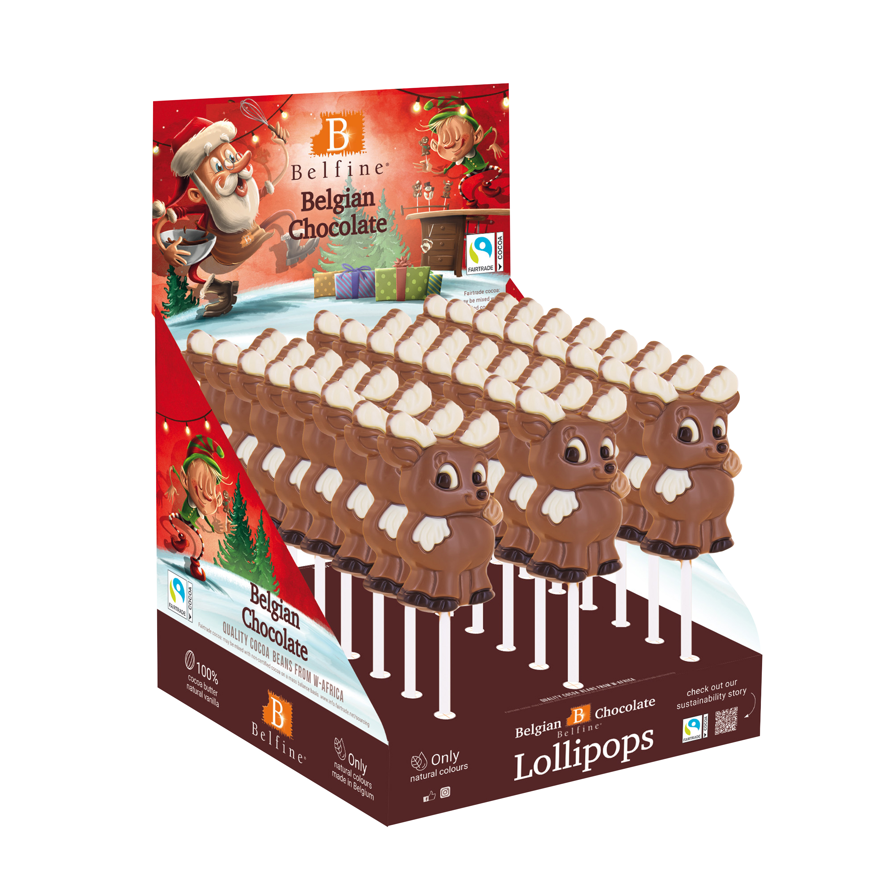 Belfine XMAS Lollipops Display Reindeer Reni 24 x 25 g