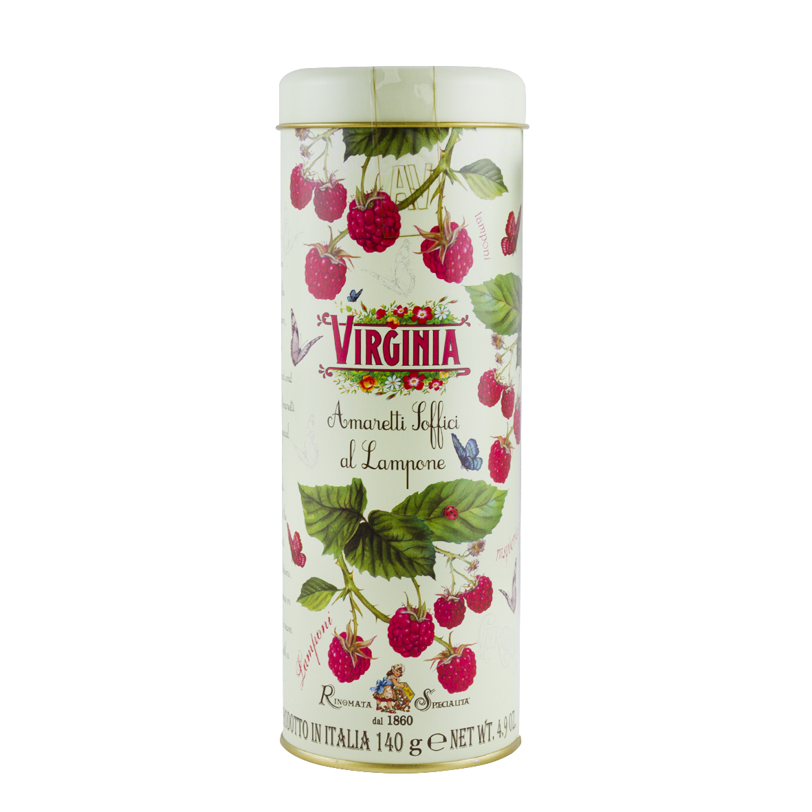 Soft Amaretti Raspberry Round Metal Tin