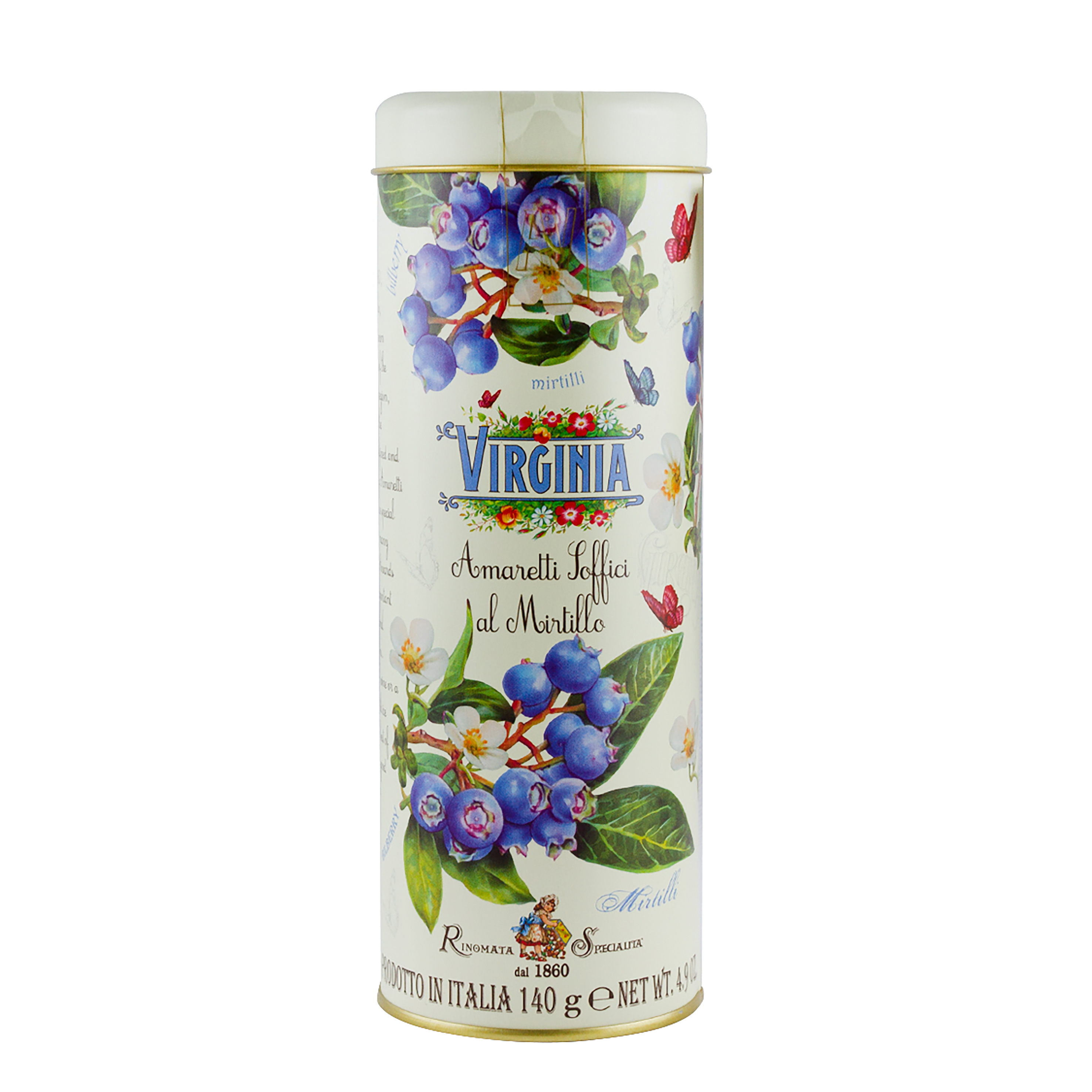 Soft Amaretti Blueberry Round Metal Tin