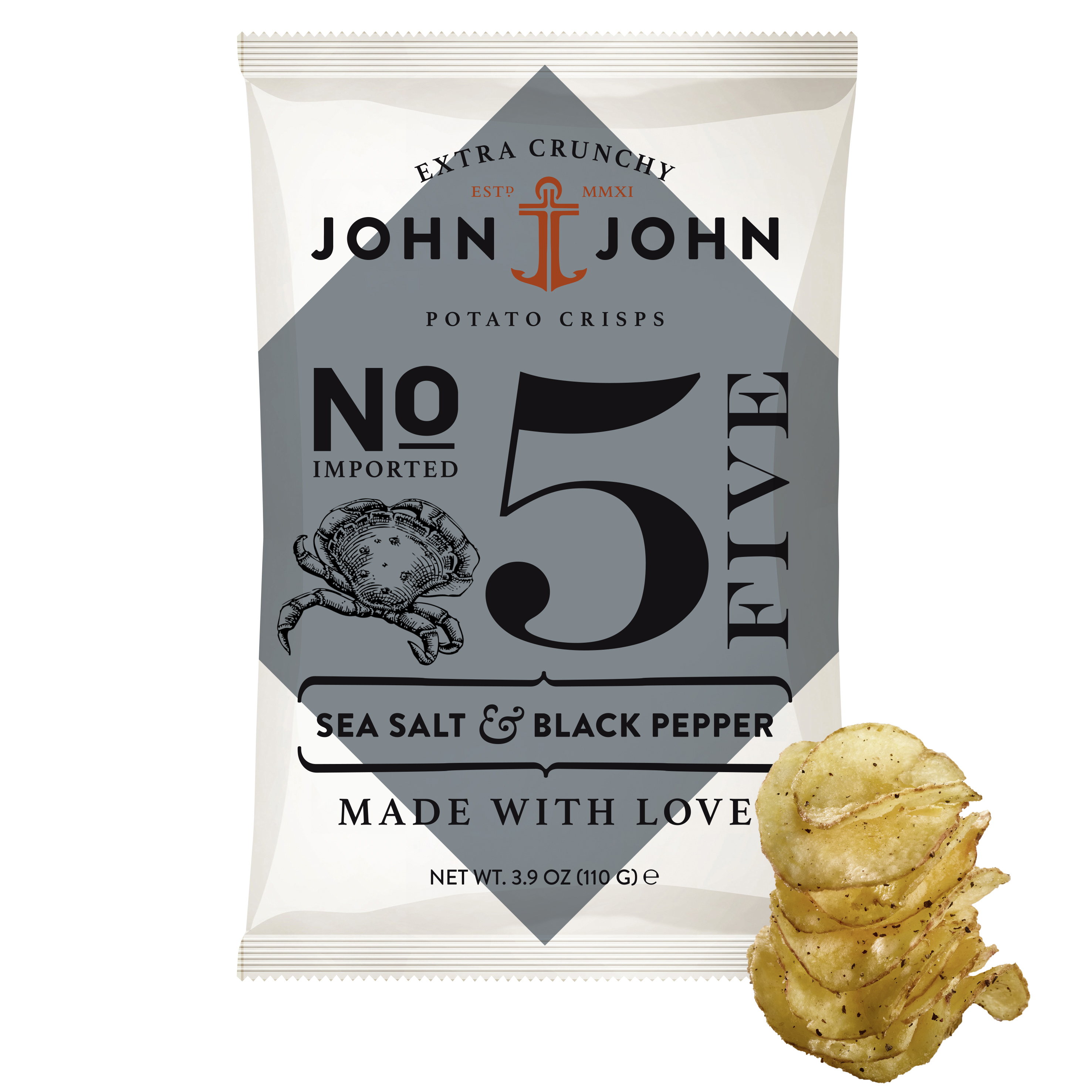 No. 5 Crisps Sea Salt & Black Pepper